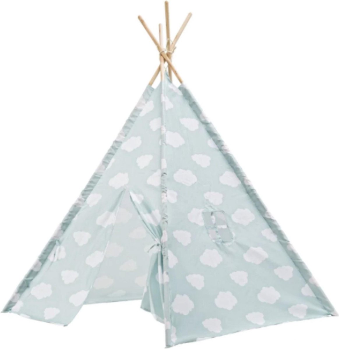 Lucys Living Luxe Tipi Tent WOLKJE mint groen  - 120 x 120 x 150 cm - wigwam speeltent - tipi tent kinderen - speeltent kinderen - jongens en meisjes - speelgoed